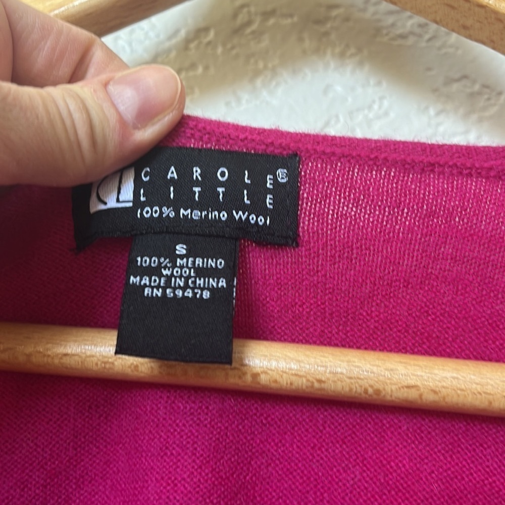 NWT Carol Little Sweater V Neck Merino Wool Pink Size Small - Picture 3 of 11